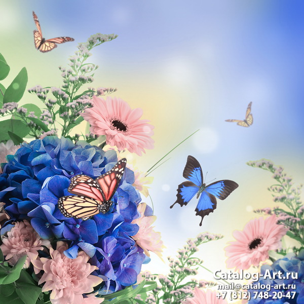 Натяжные потолки с фотопечатью - Голубые цветы 58